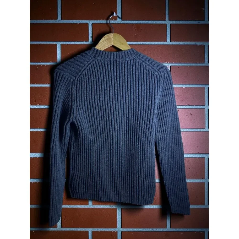 Banana Republic Men's Medium Gray Ribbed Knit HeavyweightCrewneck Sweater